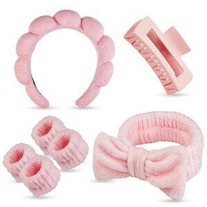 7 Pcs Spa Set, Facial Headband, Spa Headband and Wristband Set, Skincare Headban